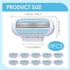 10 Pcs Gillette Venus Compatible Razor Blades for Women, 3 Layer Blade & Pivoting Head Design, Effortless Sliding Refills, Easy to Replace (Blue) view 2