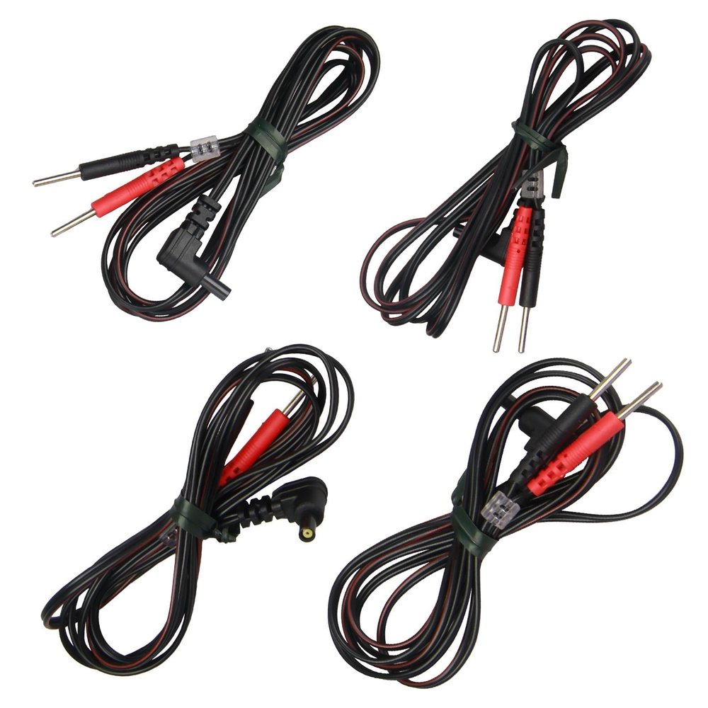4Pack Tens Machine Replacement Leads, 90 Head Flexible Electrode Wire Cables for TENS Units EMS with 2mm Pin Connectors, Electrotherapy Accessories