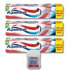 Aquafresh Triple Protection Toothpaste Bundle - Includes 3 x 100ml Tubes of Aquafresh Triple Protection Toothpaste & 1 x 45m Crystal Dental Floss - Complete Oral Hygiene Kit by Kevagh view 1