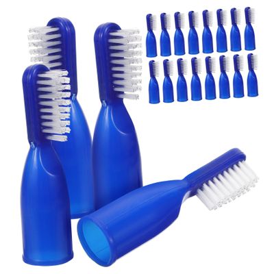 Gogogmee Mini Finger Toothbrush Set 20pcs Blue, Small Portable Prison Teeth Brush with Safety Half-Finger Design for Oral Care and Travel Use