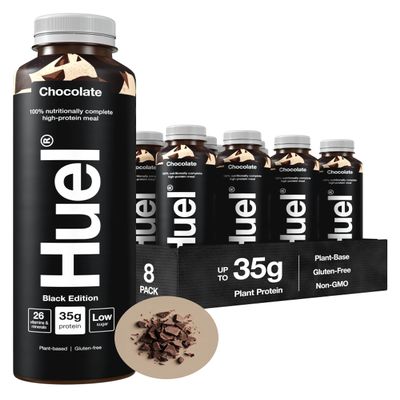 Huel Black Edition Ready-to-drink, 8 x 500ml Bottles, Protein Shakes, Chocolate Flavour, High Protein Drink, 35g Protein Per Bottle, Rich in Vitamin D, Fatty Acids, Calcium, Ready Meals