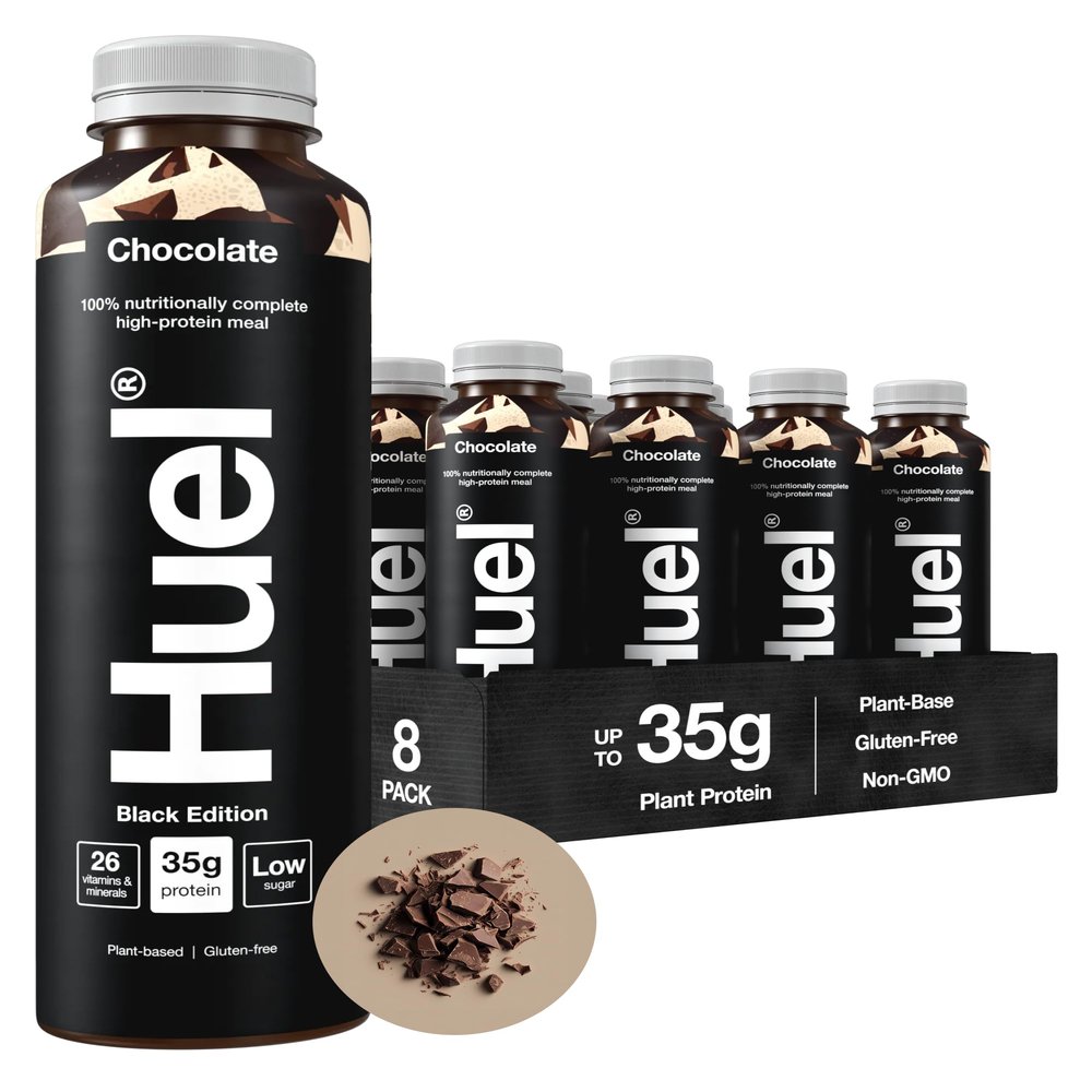 Huel Black Edition Ready-to-drink, 8 x 500ml Bottles, Protein Shakes, Chocolate Flavour, High Protein Drink, 35g Protein Per Bottle, Rich in Vitamin D, Fatty Acids, Calcium, Ready Meals