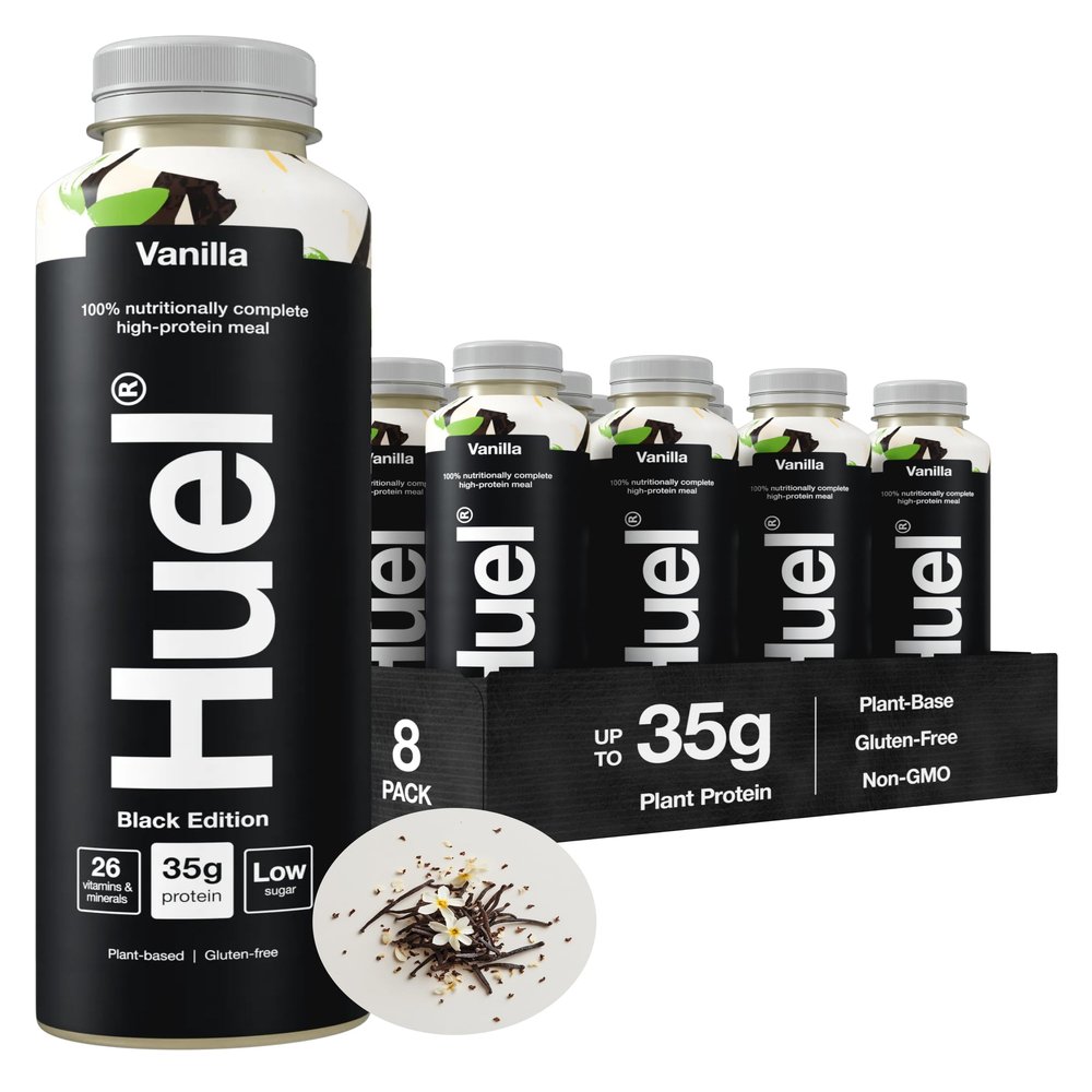 Huel Black Edition Ready-to-drink, 8 x 500ml Bottles, Protein Shakes, Vanilla Flavour, High Protein Drink, 35g Protein Per Bottle, Rich in Vitamin D, Fatty Acids, Calcium, Ready Meals