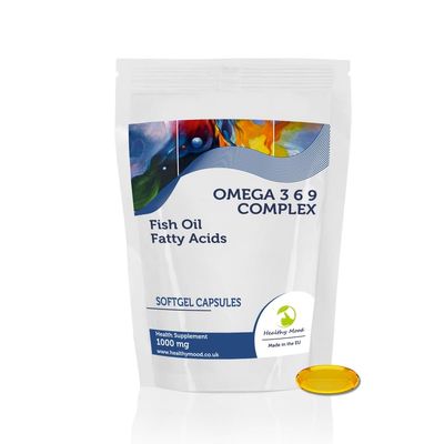 Omega 3-6-9 1000mg 180 Capsules  Premium Fish Oil Supplement with Flaxseed & Borage Oils