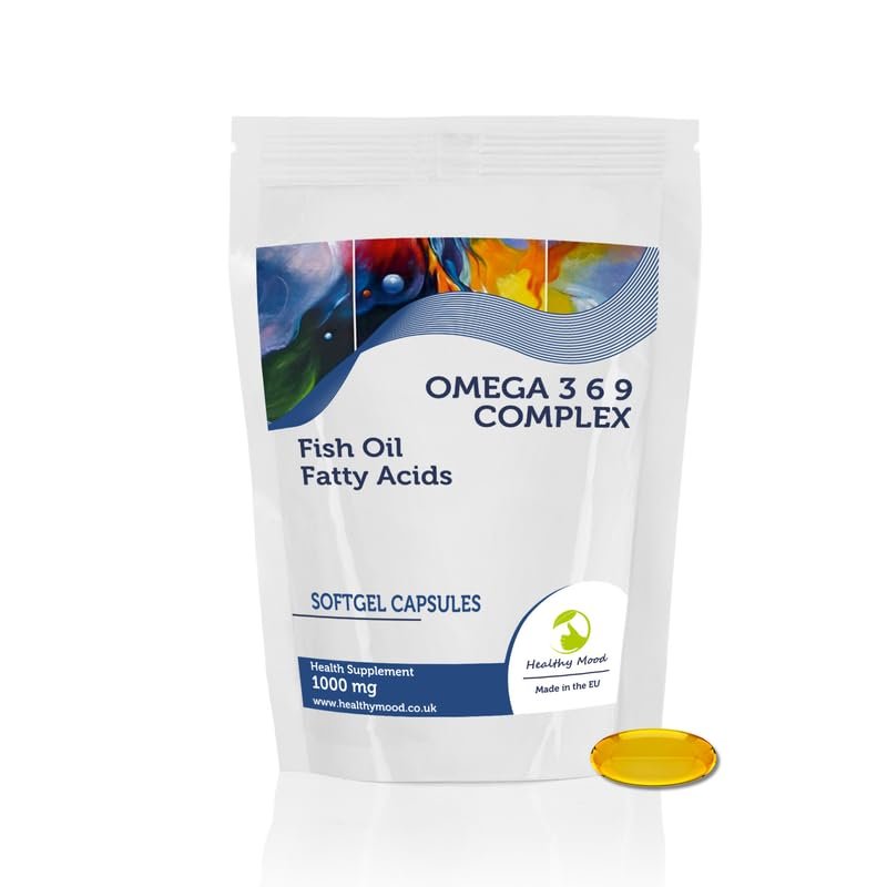 Omega 3-6-9 1000mg Capsules Premium Fish Oil Supplement with Flaxseed & Borage Oils