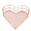 Metal Desktop Storage Basket, Heart Shaped Iron Grid, Storage Tray, Storage Organiser for Office, Living Room, Bathroom (Rose Gold) view 1