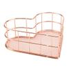 Metal Desktop Storage Basket, Heart Shaped Iron Grid, Storage Tray, Storage Organiser for Office, Living Room, Bathroom (Rose Gold) view 2