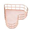 Metal Desktop Storage Basket, Heart Shaped Iron Grid, Storage Tray, Storage Organiser for Office, Living Room, Bathroom (Rose Gold) view 3