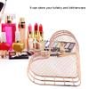 Metal Desktop Storage Basket, Heart Shaped Iron Grid, Storage Tray, Storage Organiser for Office, Living Room, Bathroom (Rose Gold) view 4
