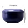 Beard Soap Cream Bowl,Stainless Steel Shaving Soap Bowl with Lid Washable Multi Functional Trimming Foaming Soap Bowl Blue for Men Easy to Lather Wet Shave view 2