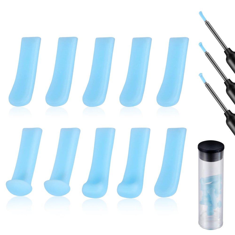 10pcs Ear Cleaner Replacement Tips, 3 Styles Ear Cleaner Silicone Heads Ear Spoon Replacement Tip Covers Ear Picker Cleaning Replacement Tips for Ear Camera Ear Wax Removal Accessories