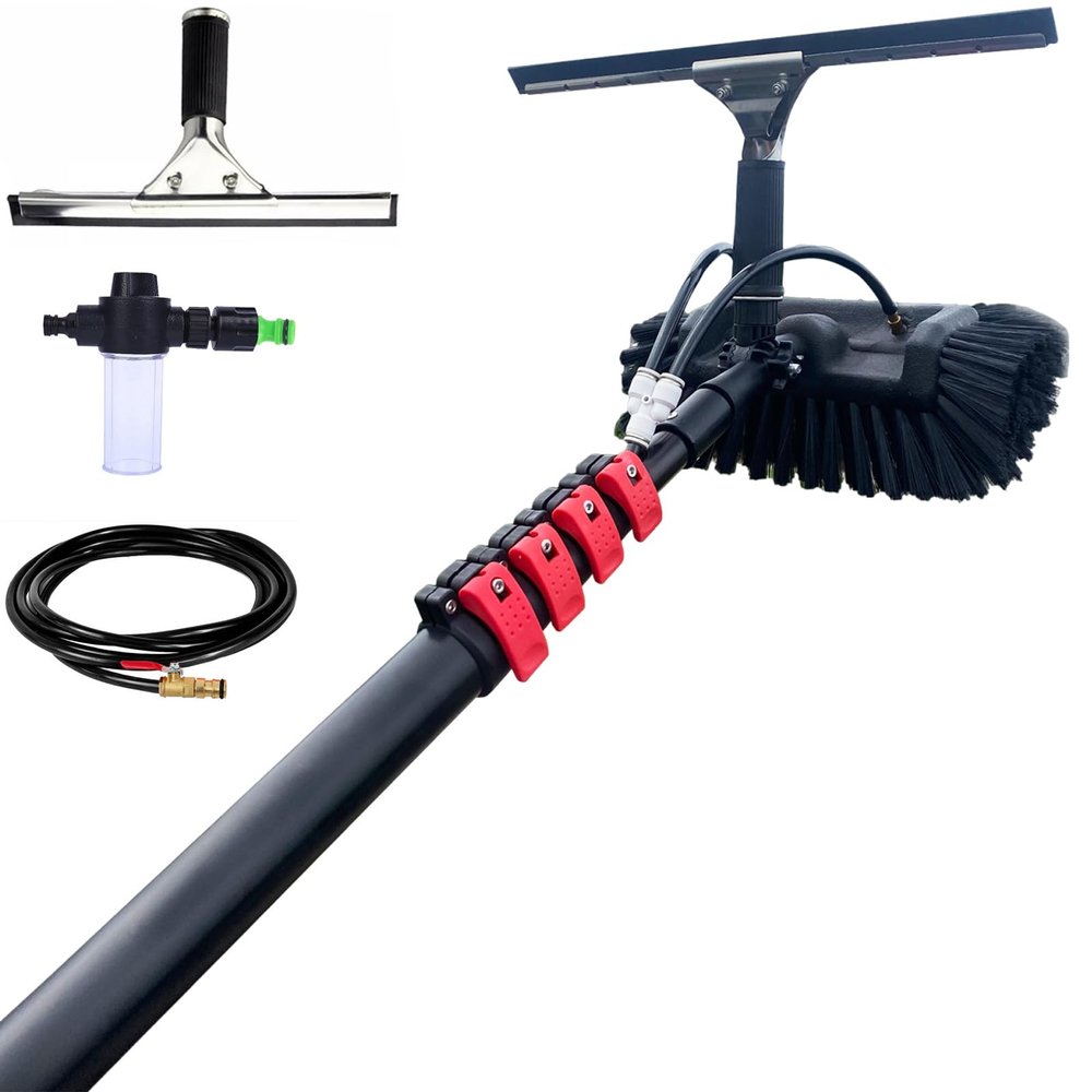 3.6-10.8M Window Cleaning Telescopic Pole,Water Fed Extendable Brush,Suitable for Cleaner Conservatory Roof Photovoltaic Panel Cleaning Extendable Solar Panel Roof Cleaning Tools (3.6M)