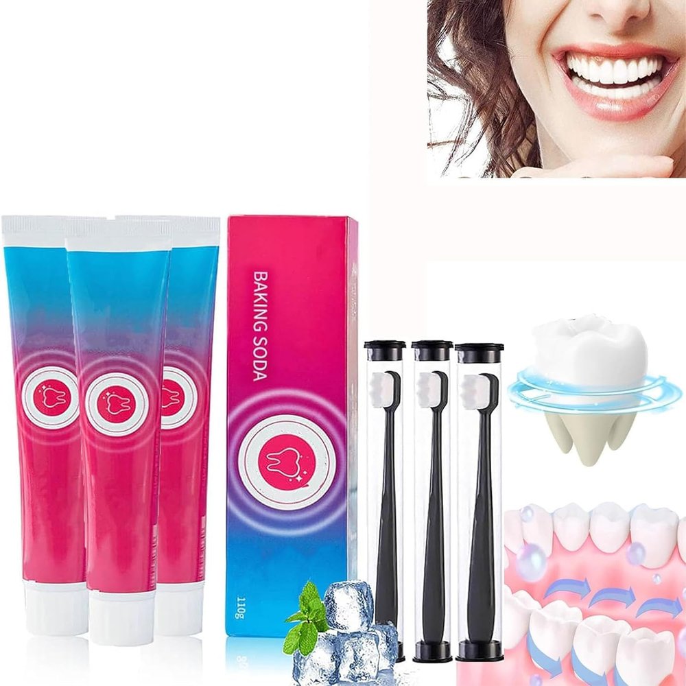 Baking Soda Toothpaste Oral Care, 2024 New Baking Soda Toothpaste, Baking Soda Toothpaste, Teeth Whitening, Deep Cleaning, Fresh Breath, 110g (3)