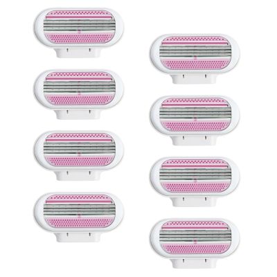 8PCS Replacement Razor Blades Compatible with Gillette Venus Razor Blades Women Refill Venus Razors Blades Extra Smooth 3 Layer Blade & Rotating Head Design Effortless Washable Comfort Edge (Pink)