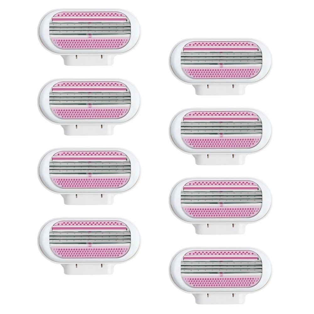 8PCS Replacement Razor Blades Compatible with Gillette Venus Razor Blades Women Refill Venus Razors Blades Extra Smooth 3 Layer Blade & Rotating Head Design Effortless Washable Comfort Edge (Pink)