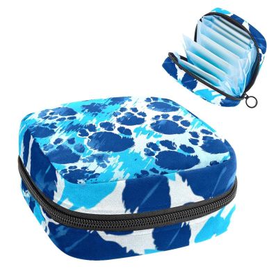 Abstract Dog Cat Paw Prints-1327 First Period Kit for Girls, Tampon Pantyliners Menstrual Purse, Nursing Pad Holder with Zipper, Sanitary Collect Napkin Bag Organizer
