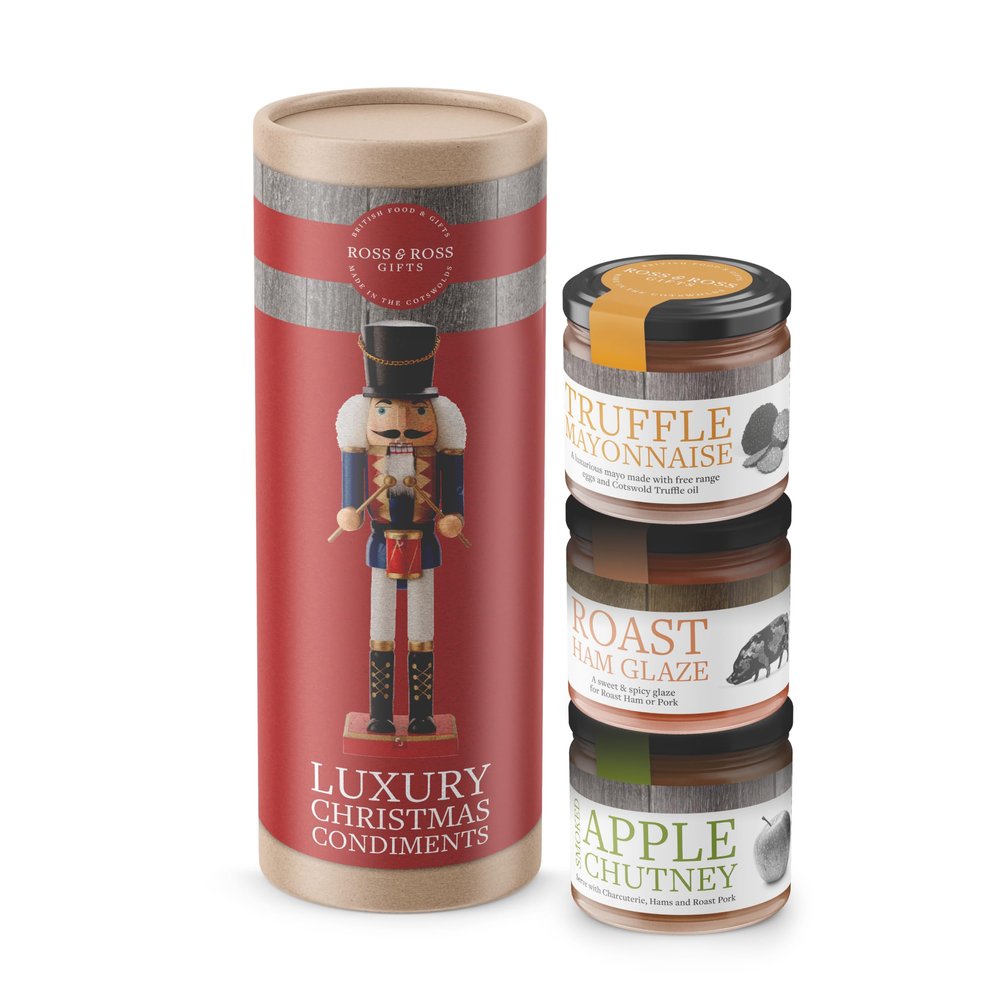 Ross & Ross Luxury Christmas Condiments Trio Tube - 3 x 110g Festive Gourmet Sauces & Chutneys Set