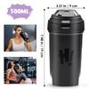 bellmeanin Protein Shaker Bottle, 500ml Protein Shaker With Mixing Ball, Leak-Proof, BPA Free for Mixing Powdered Shakes Gym Outdoor Trips (Black) view 2