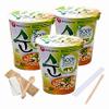 Korean Veggie Ramen Noodles Soup 3 Pack Bundle - with NongShim Veggie Ramen Cup - Tasty Vegan Friendly Pot Noodle Includes Disposable Chopsticks and Cutlery-Delicious Vegetarian Instant Pot (3 x 67g) view 1