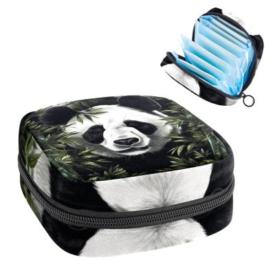 Cute Panda-1459 First Period Kit for Girls, Tampon Pantyliners Menstrual Purse, Nursing Pad Holder with Zipper, Sanitary Collect Napkin Bag Organizer