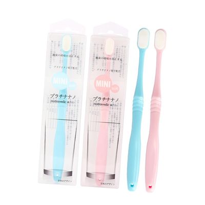 Anneome Ultra Soft Toothbrush 2pcs Set for Daily Use with Long Handle Gum Care Tooth Cleaning Tool Blue Pink for Sensitive Gums and Postpartum Oral Hygiene