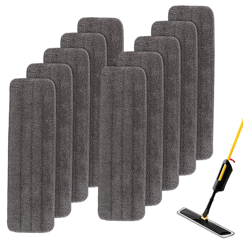 BeiLan Replacement Mop Pads for Rubbermaid 18" & 17" Mops - 10 Pack Wet & Dry Microfiber Mop Refills, Gray