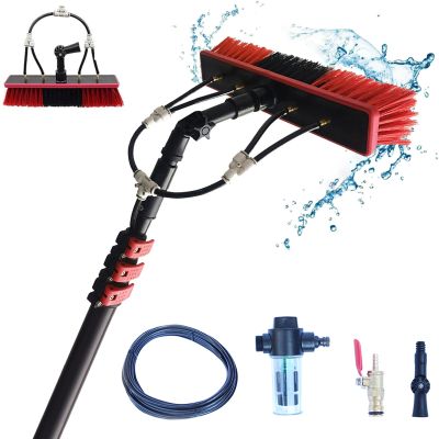 3.6 - 6 M Telescopic Cleaning Brush, Telescopic Hydrocleaner, Water Powered, Soap Dispenser, Cleaning Solar Panels, Window Cleaning Kit, Washing Trucks, Bus, Cars (55cm Brush Head,6M)