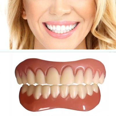Flipped Warmth 2 Pairs False Teeth, Veneer Teeth Temporary Tooth Replacement Kit, Broken Or Missing Tooth Repair, False Teeth Upper And Lower for Women Men Comfortable Protect Your Teeth