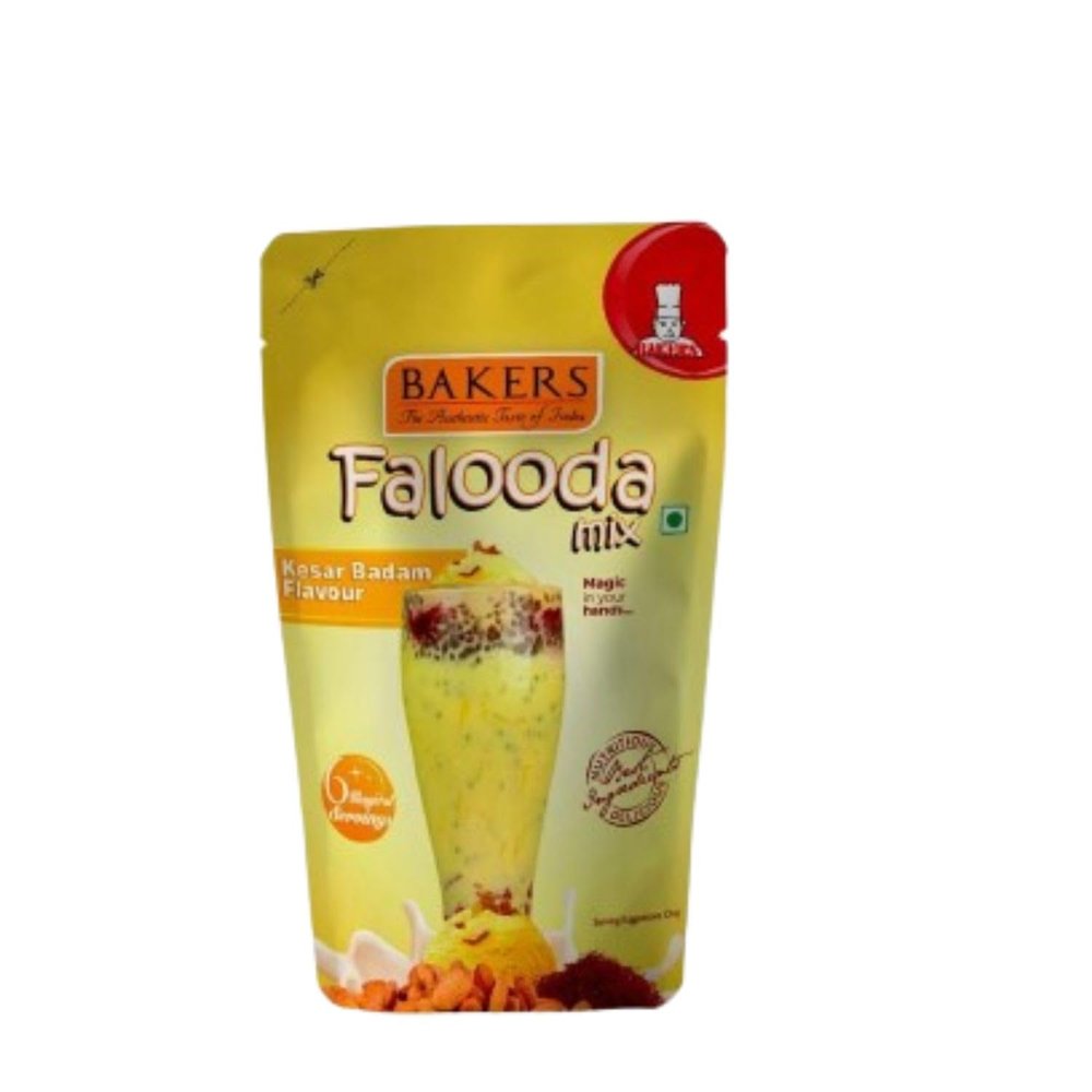 BAKERS Kesar Badam Flavoured Falooda Powder, No Sugar Needed Instant Falooda Premix - 200g (Pack Of 3)