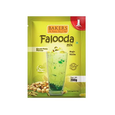 BAKERS Elachi Pista Flavoured Falooda Powder, No Sugar Needed Instant Falooda Premix - 200g (Pack Of 3)