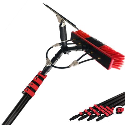 FJZFU Water-Carrying Telescopic Rod, Window Cleaning Brush with Squeegee, Telescopic Window Cleaner Easy to Install Water Fed Pole for Roof Solar Cleaning,Universal Washing Brush, Photovoltaic.