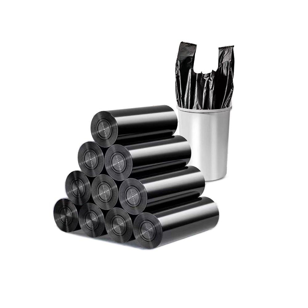 10L 46x60cm Rubbish Bags Household Black Trash Bags Disposable Portable Vest Kitchen Bin Liners Dustbin Garbage Bags,10 rolls/200pcs