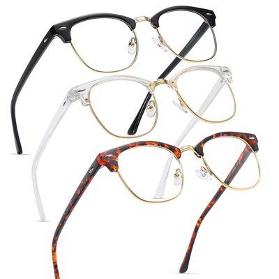Perfectmiaoxuan 3 Pack Blue Light Blocking Glasses - Retro Round Frame | Anti Fatigue & HD Non-Prescription Lenses for Computer Gaming, Office, and Screen Use | Unisex for Women & Men