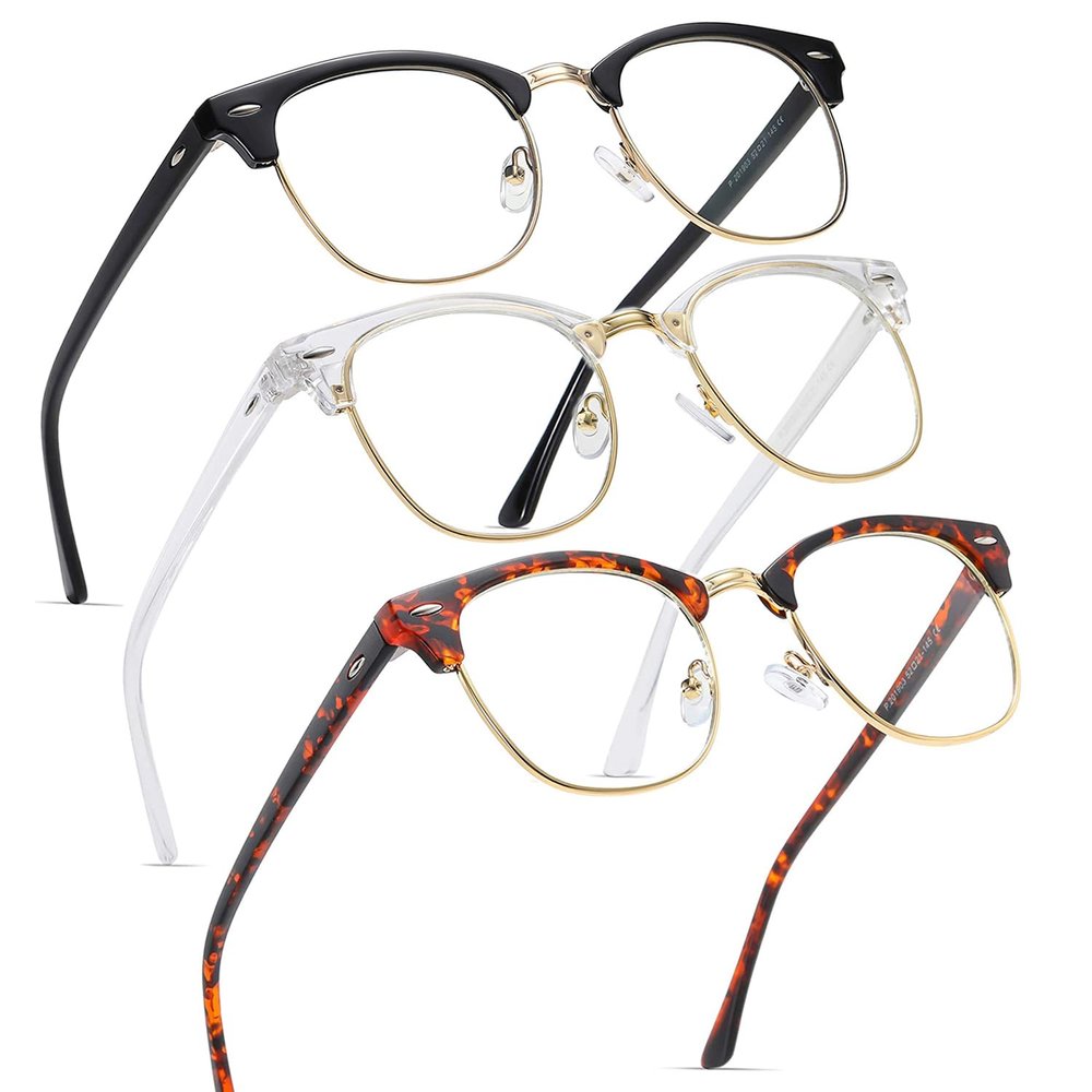Perfectmiaoxuan 3 Pack Blue Light Blocking Glasses - Retro Round Frame | Anti Fatigue & HD Non-Prescription Lenses for Computer Gaming, Office, and Screen Use | Unisex for Women & Men