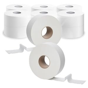 2 Ply Mini Jumbo Toilet Rolls Soft White Tissue for Home, Shops, Factory, Garage Toilet Rolls (12 Rolls)