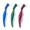 COLLBATH 3pcs Double-Head Cleaning Brush Set Hard Bristle Toothbrush for False Teeth Care Ergonomic Design in Red Green Blue for Comfortable to Hold and Effective Cleaning view 1