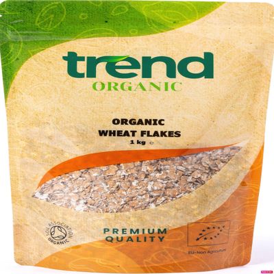 Trend Organic Wheat Flakes 1kg Perfect for Nutrtious and Delicious Breakfast, Cooking, Snacking - Certified Organic, Vegan, GMO-Free, No Additives No Preservatives, Raw