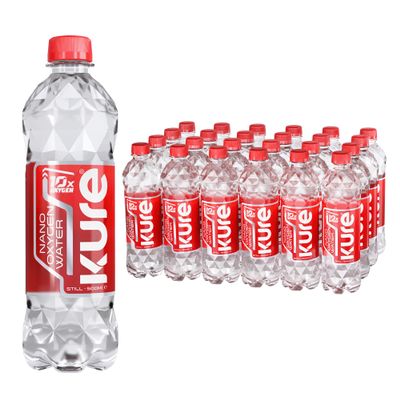 KURE Oxygen - Spring Water Supercharged with Nano Oxygen, Non-Carbonated, Bottled Beverage (500 ml, Pack of 24)