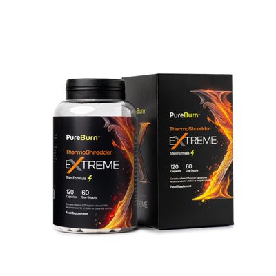PureBurn Extreme ThermoShredder, 90-120 Vegan Vegetarian Gluten-Free Capsules, 2 Capsules Daily, Suitable for Men and Women (120 Capsules)