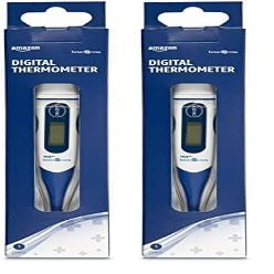Amazon Basic Care Digital Thermometer, Blue (Pack of 2)