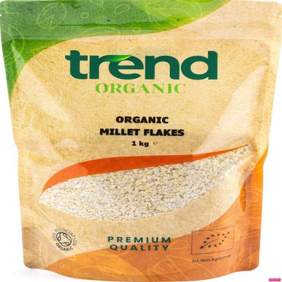Trend Organic Millet Flakes, 1kg  Perfect for Nutrtious and Delicious Breakfast, Cooking, Snacking - Certified Organic, Vegan, GMO-Free, No Additives No Preservatives, Raw