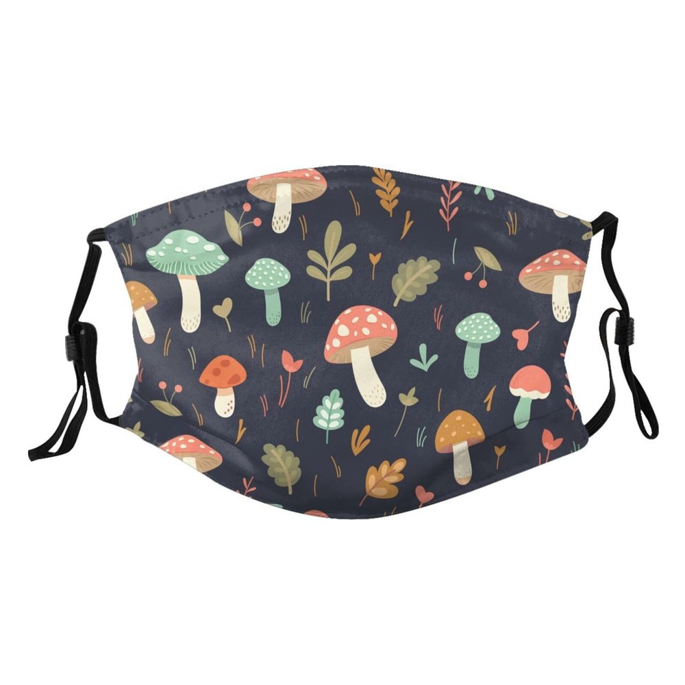 Reusable Cloth Face Mask,Cute Mushrooms Adult Washable Face Cover With Adjustable Earloops Nose Wire