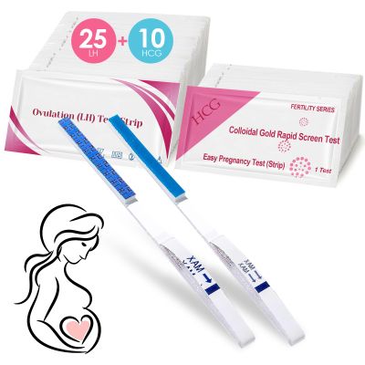 25 Ovulation Test Strips and 10 Pregnancy Test Strips, Ovulation & Fertility Test Kits, Ovulation Test and Pregnancy Test Early Detection, Highly Sensitive 20miu/ml Test