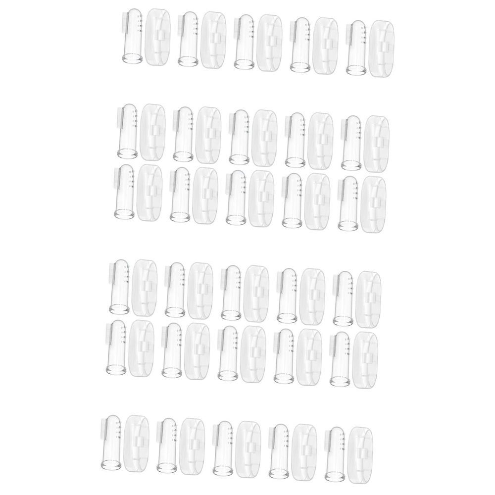Healvian 30sets Boy Girl Finger Toothbrush Silicone Teeth Cleaning Tool Storage Cases for Oral Care at Home Travel