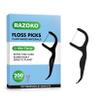 RAZOKO Biodegradable Dental Floss Picks, Charcoal Toothpick Stick Soft On Gum & Teeth, Plant Based Dental Floss Picks for Adults & Kids 200 Count view 1