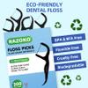 RAZOKO Biodegradable Dental Floss Picks, Charcoal Toothpick Stick Soft On Gum & Teeth, Plant Based Dental Floss Picks for Adults & Kids 200 Count view 2