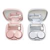 AIGOUT 2 PCS Travel Contact Lens Case with Mirror,Portable Travel Contact Lens Kit,Mini Contact Lens Holder Box with Tweezers & Suction Stick Blue Pink view 1