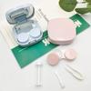 AIGOUT 2 PCS Travel Contact Lens Case with Mirror,Portable Travel Contact Lens Kit,Mini Contact Lens Holder Box with Tweezers & Suction Stick Blue Pink view 4