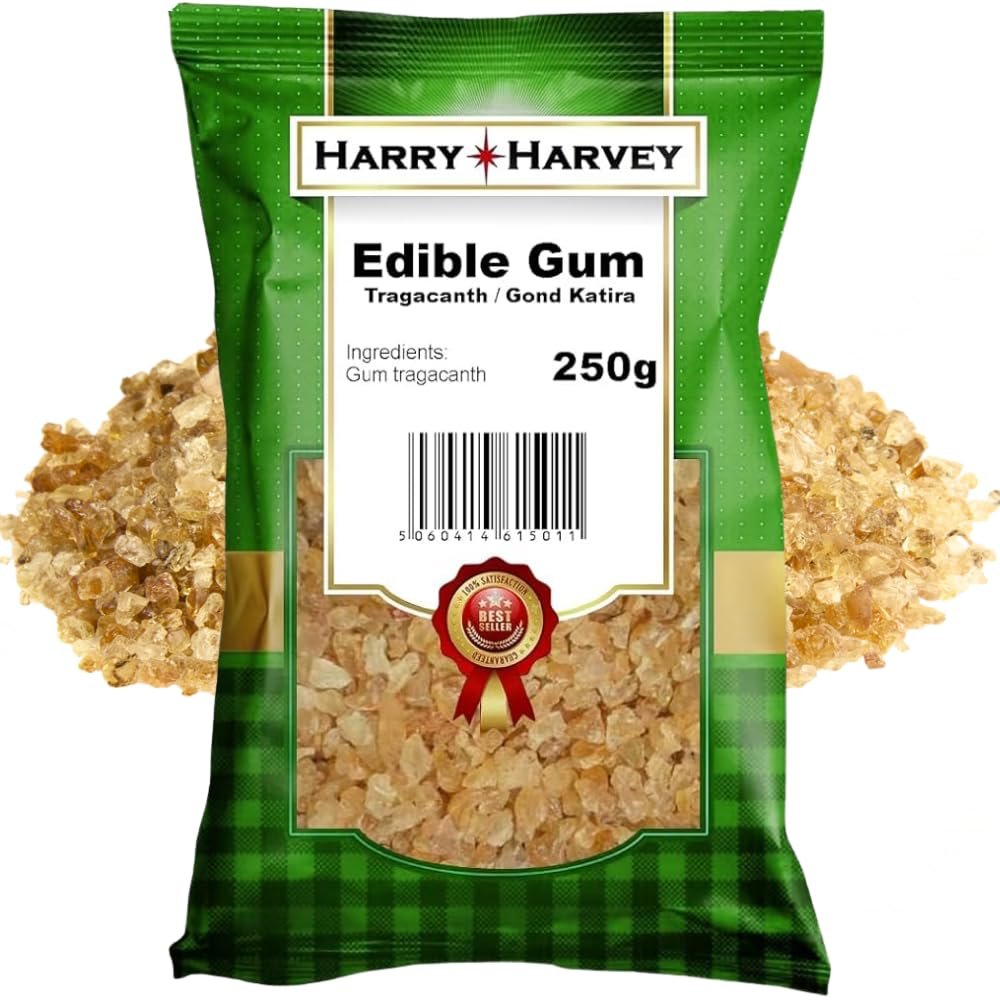 Harry Harvey Edible Gum Tragacanth 250g | Gond Katira Natural Food-Grade Gum for Sugarpaste, Fondant & Flower Paste | Strong Setting & Modelling | Vegan, Halal, Pure