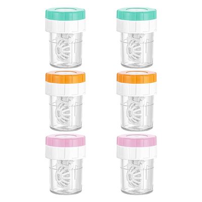 CENPEK Pack of 6 Portable Contact Lens Containers  Reusable Mini Soaking Cases for Daily Use, Travel, and Manual Cleaning (3 Colors)